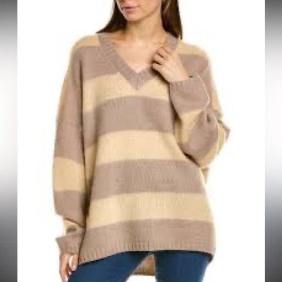 ALLSAINTS Byers Oversized Striped Wool Blend Sweater Size Small - Picture 1 of 6